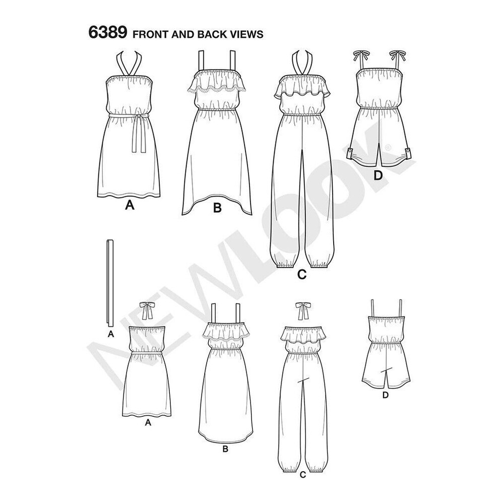 New Look Pattern UNCUT 6389 Tween Girls Summer Jumpsuit Dress Sz. 8 10 12 14 16 - Picture 3 of 4